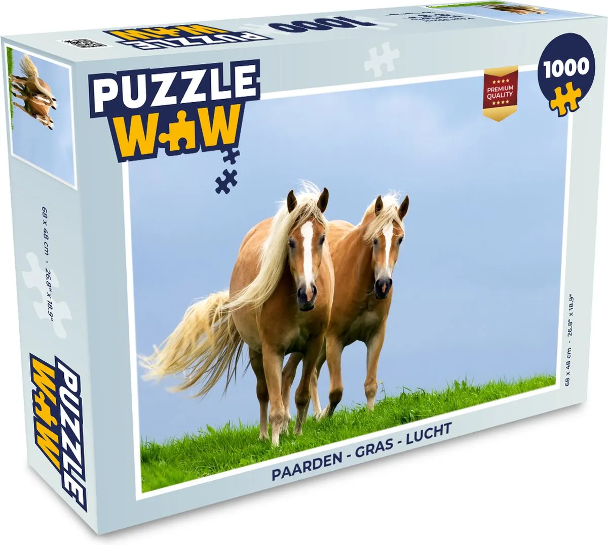 PuzzleWow Paarden Gras Lucht Legpuzzel 1000 Stuks