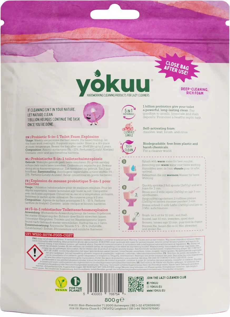 Yokuu WC Foam Explosion Toiletreiniger 800g - Rozemarijn & Lavendel - afbeelding 5 van 6