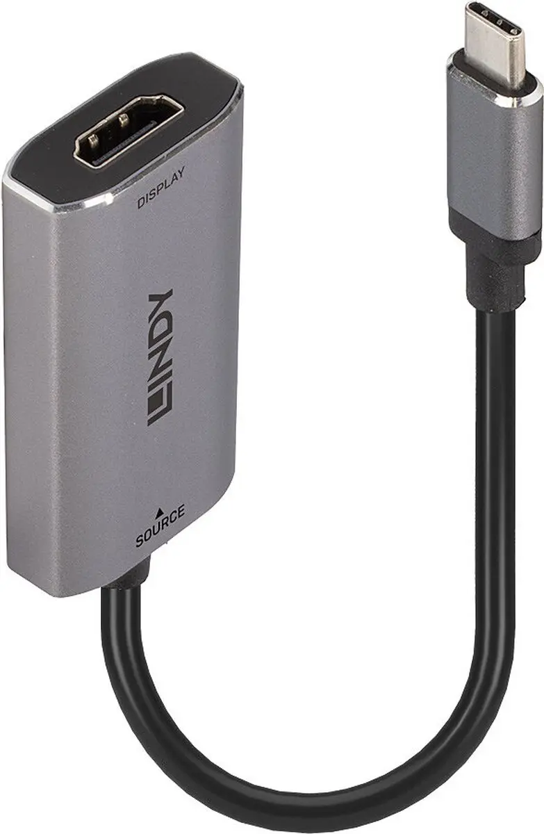 Lindy 43327 video kabel adapter 0,11 meter USB Type-C HDMI Zwart, Grijs