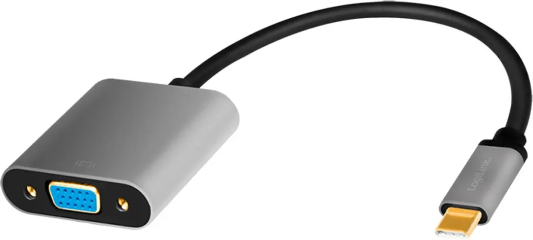 LogiLink CUA0104 video kabel adapter 0,15 m USB Type-C VGA (D-Sub) Zwart, Grijs
