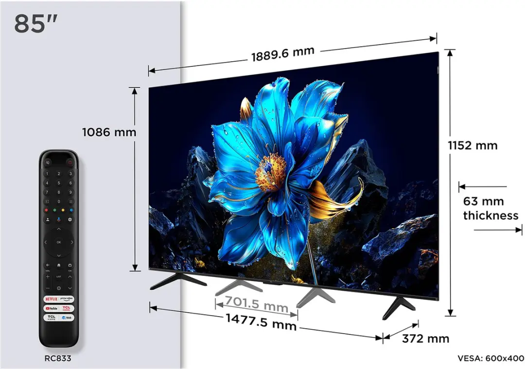 Smart TV TCL 85P7K 85" 4K Ultra HD HDR QLED