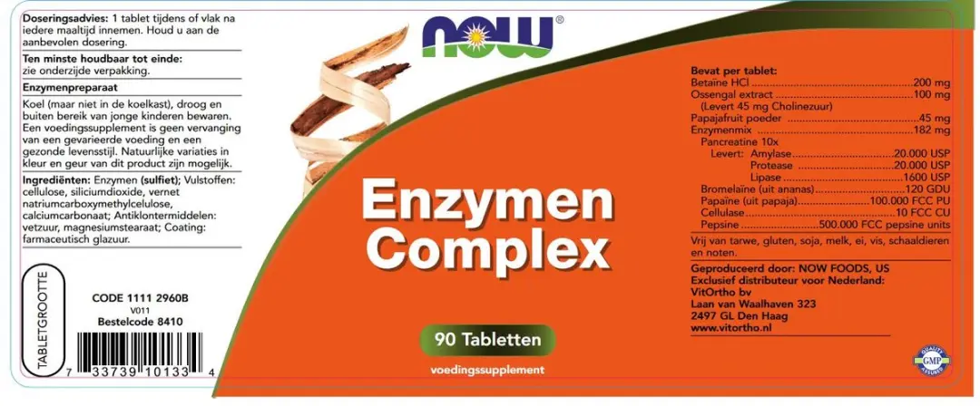 Now Foods Super Enzymen Complex 90 Tabletten - afbeelding 2 van 3