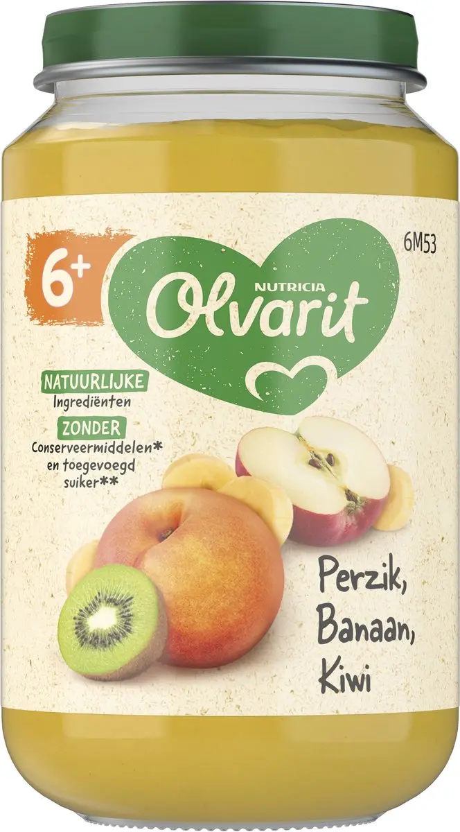Olvarit Fruithapje Perzik Banaan Kiwi 200ml