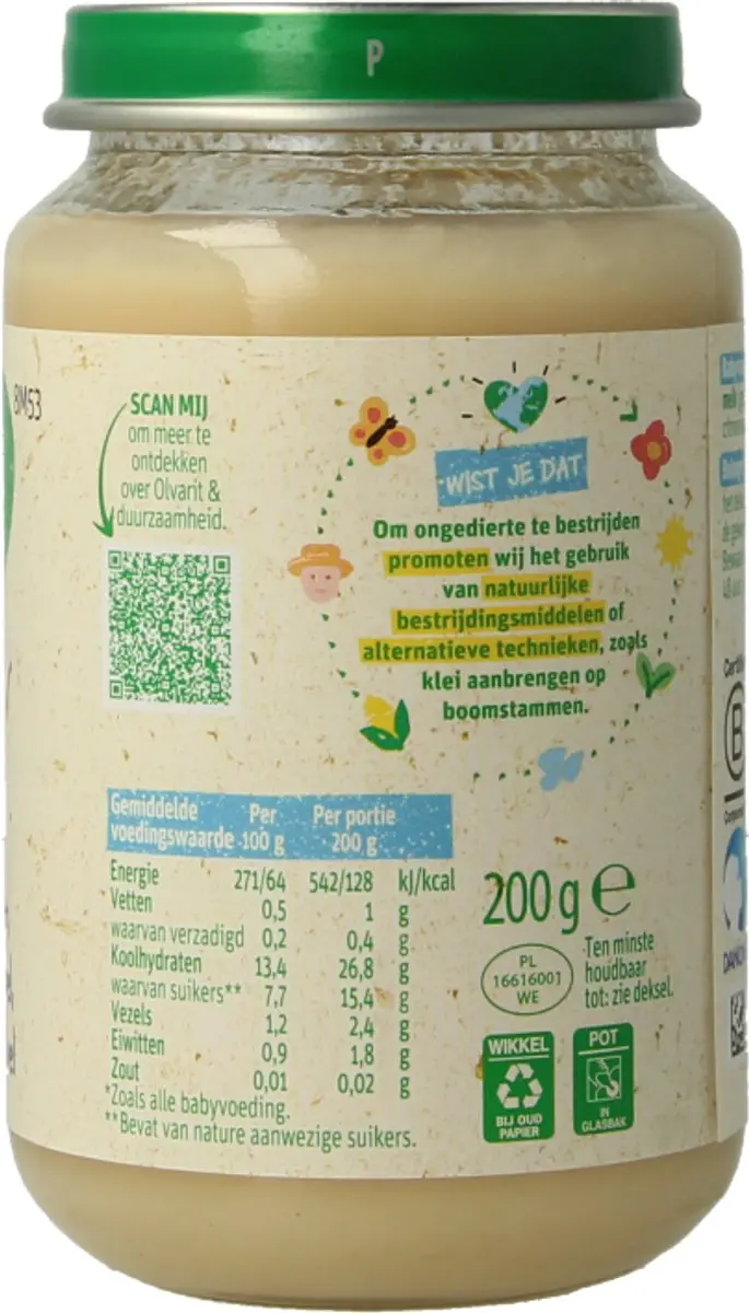 Olvarit Peer Appel Zuivel 8M+ 200g - afbeelding 2 van 6