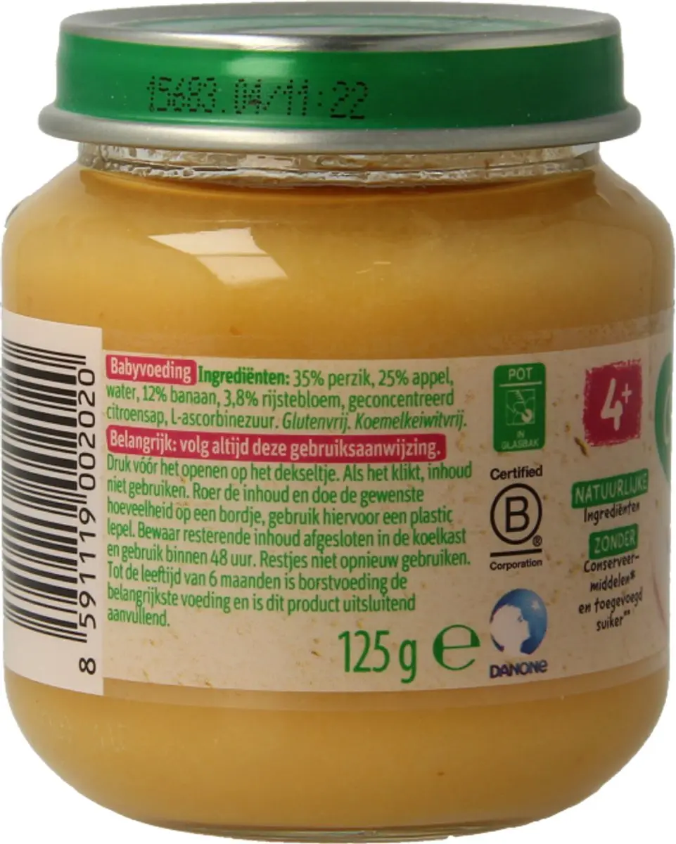 Olvarit Fruithapje Perzik Appel 125g - afbeelding 2 van 6