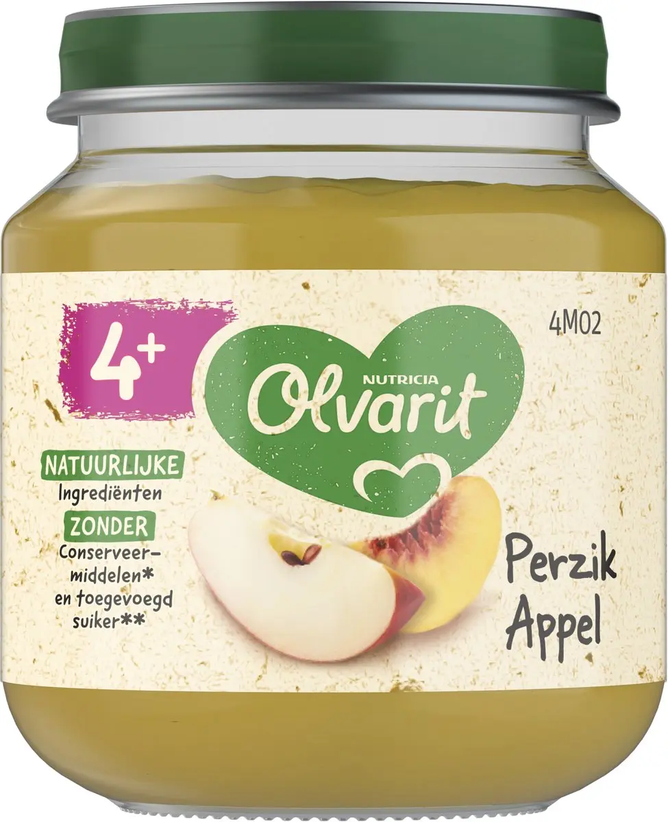 Olvarit Fruithapje Perzik Appel 125g