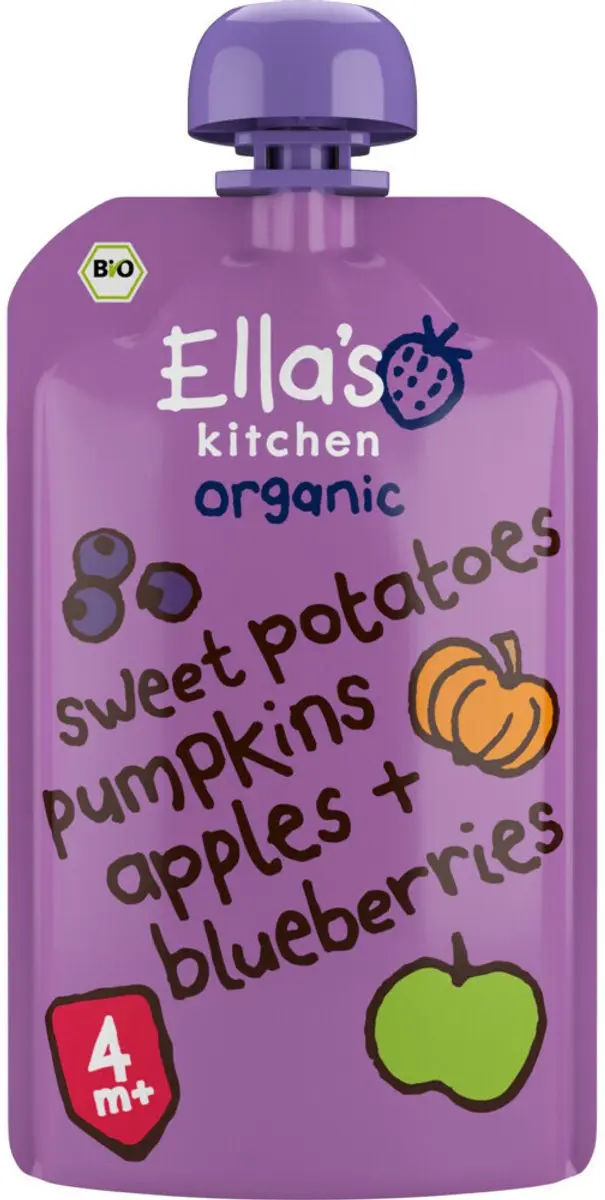 Ella’s Kitchen Biologisch Knijpfruit Appel Zoete Aardappel Pompoen Bosbessen 1