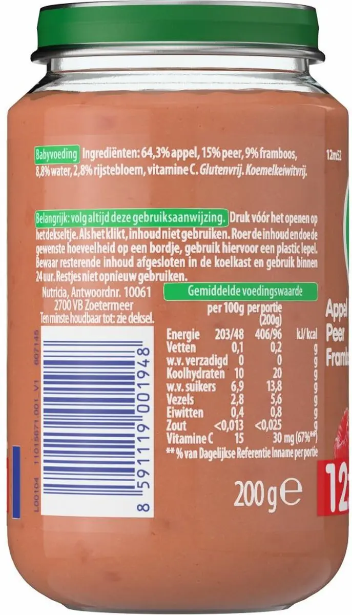 Olvarit Fruithapje Appel Peer Framboos 200g - afbeelding 6 van 6