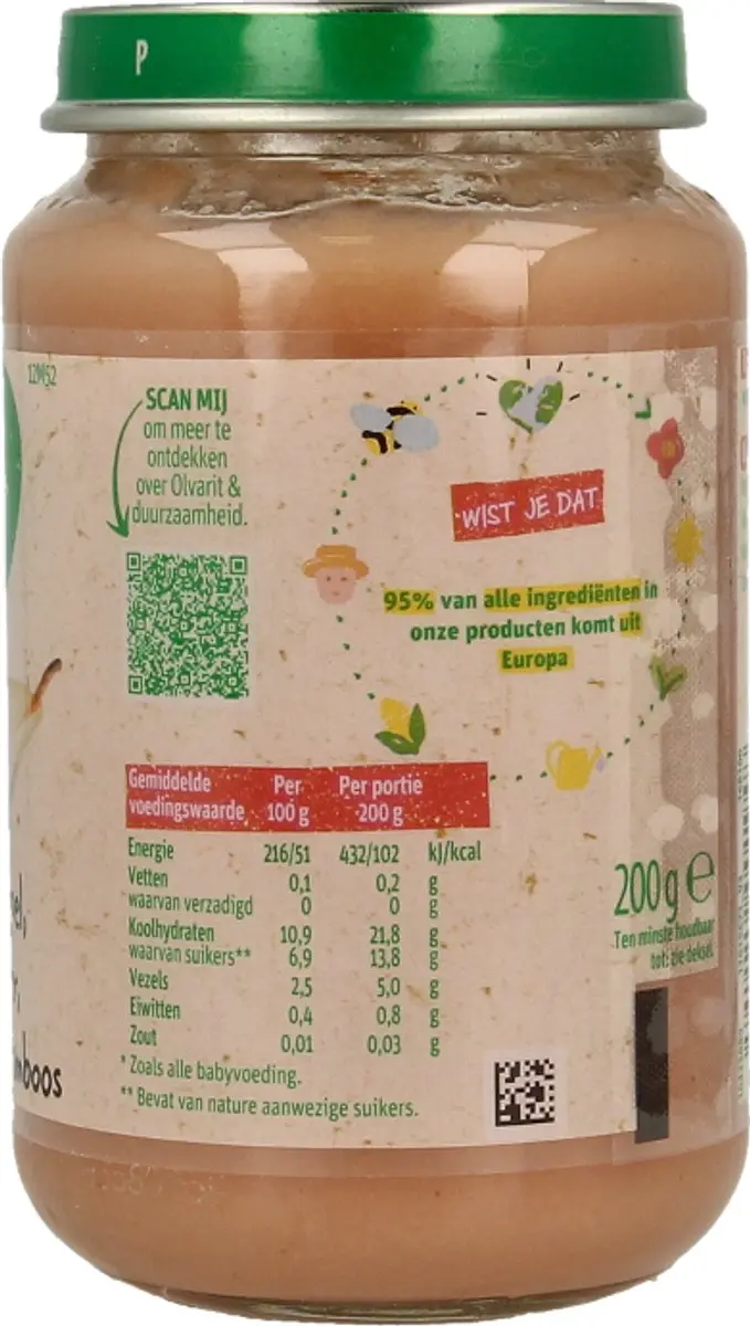 Olvarit Fruithapje Appel Peer Framboos 200g - afbeelding 3 van 6