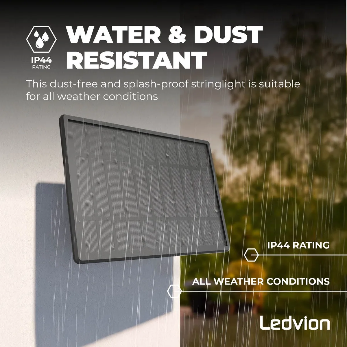 LEDVION Solar Lichtsnoer 27m - 50x LED 2700K IP44