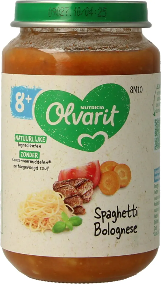 Olvarit Spaghetti Bolognese 8M+ 200g - afbeelding 2 van 6