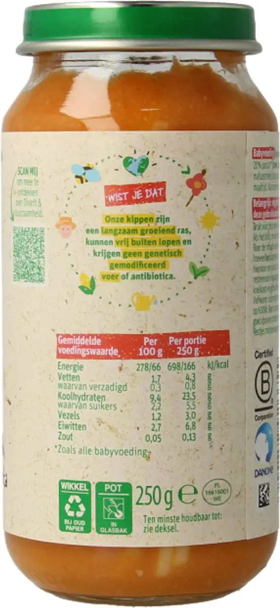 Olvarit Pompoen Kip Pasta 250g