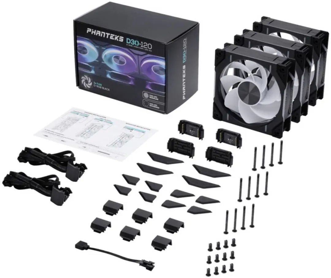 Phanteks D30 PWM Reverse Airflow D-RGB Ventilator 120mm - Zwart