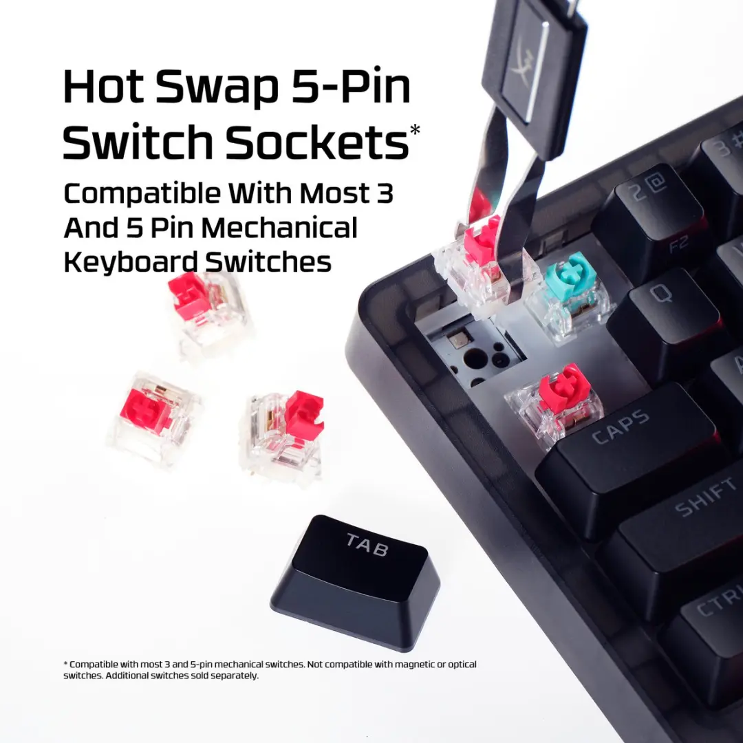 HyperX Origins 2 65 AZERTY Gamingtoetsenbord - RGB - Zwart - afbeelding 6 van 6