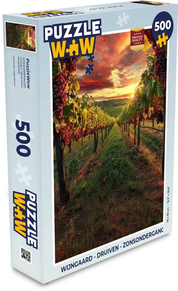 PuzzleWow Wijngaard - Druiven Legpuzzel 500 Stuks