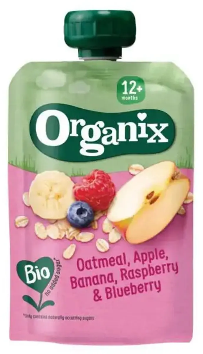 Organix Knijpfruit Havermout Appel Banaan Framboos Bosbes 100ml