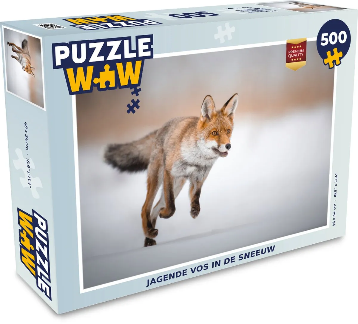 PuzzleWow Vos Jagen Sneeuw Legpuzzel 500 Stuks