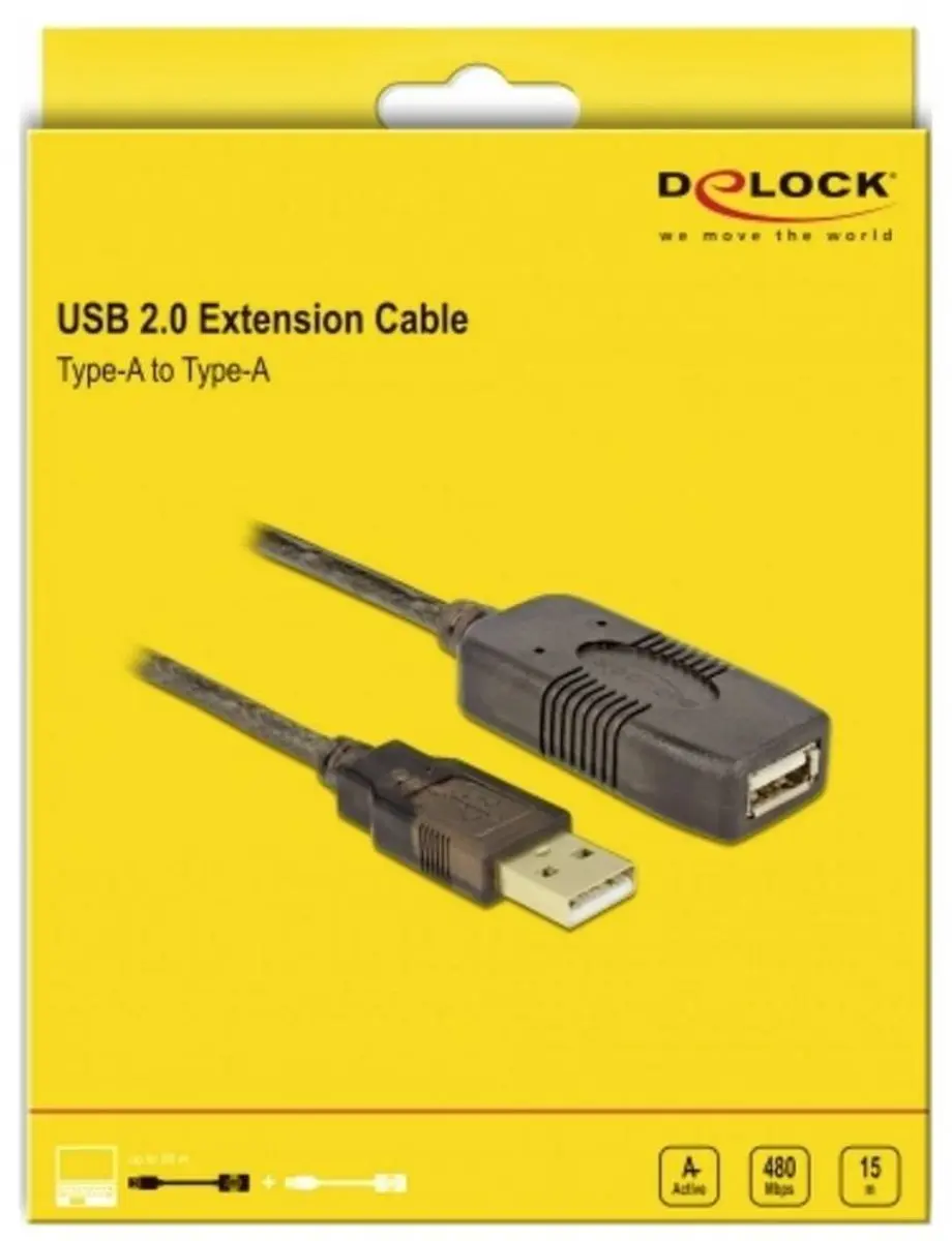 Delock USB 2.0 Verlengkabel 15m - Versterker - Zwart - afbeelding 5 van 5