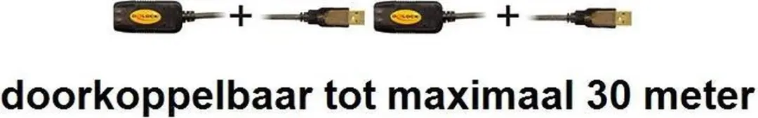 Delock USB 2.0 Verlengkabel 15m - Versterker - Zwart - afbeelding 2 van 5