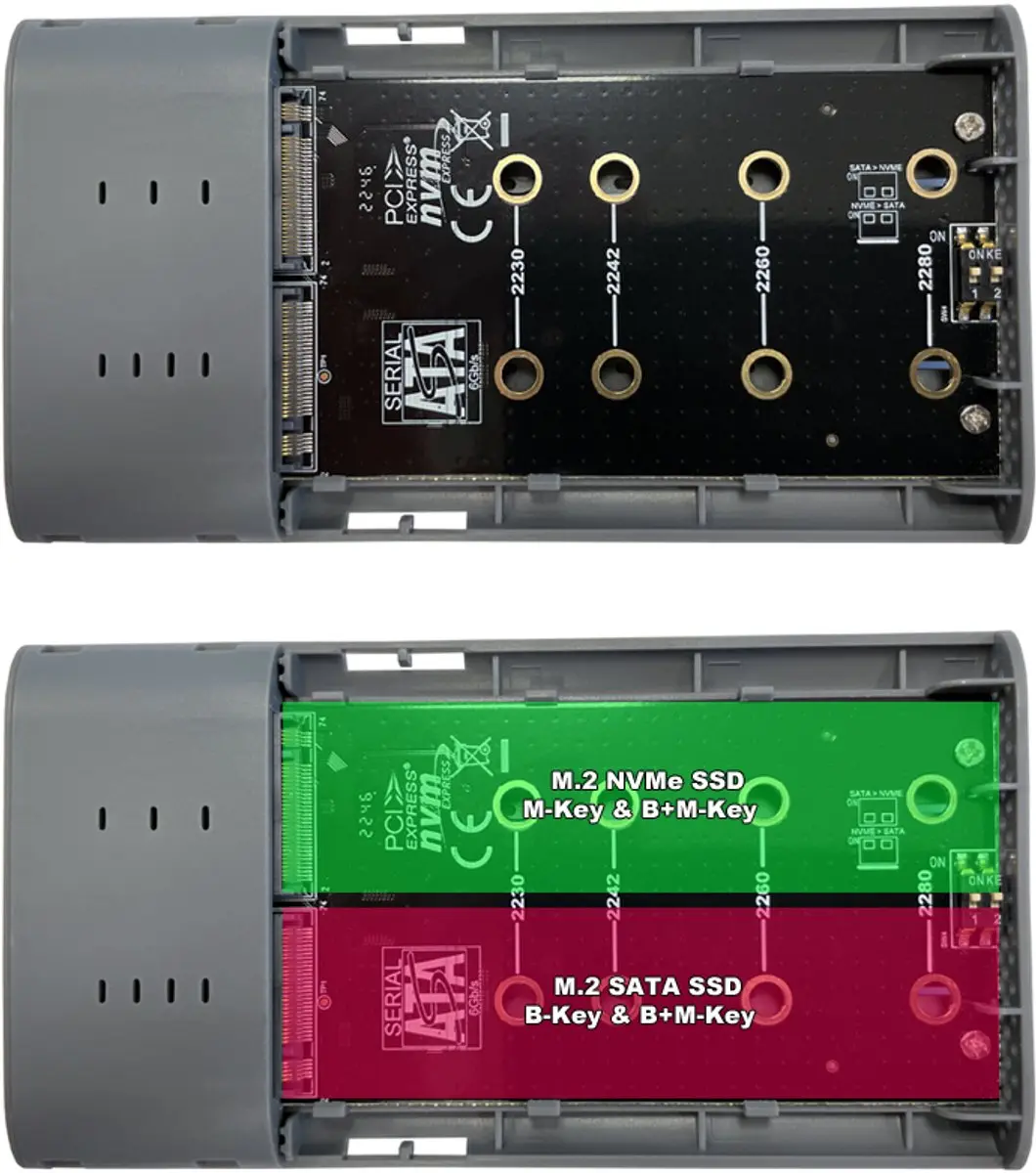 LC Power LC-DOCK-C-M2 Dockingstation - USB 3.2 Gen 2x1 - NVMe/SATA - Antraciet