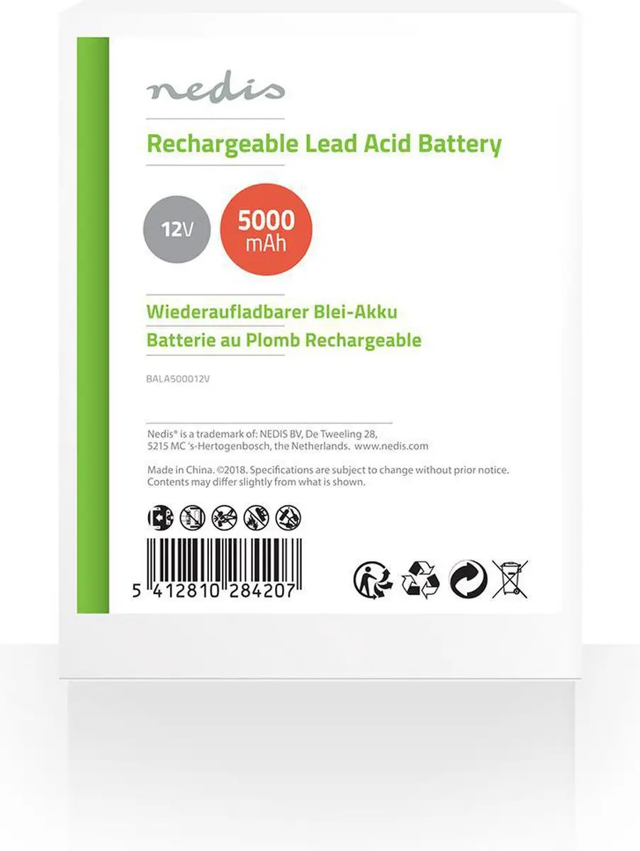 Nedis Oplaadbare Loodaccu BALA500012V 12V 5000mAh - Universeel - afbeelding 5 van 6