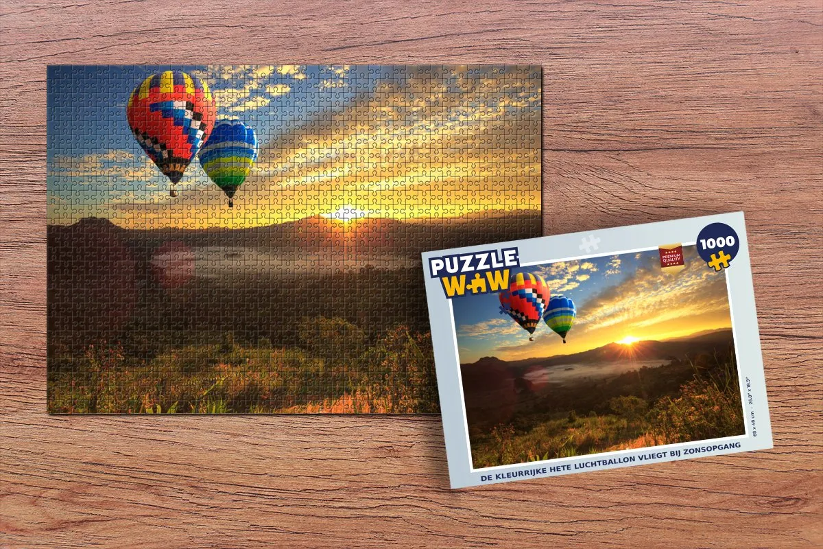 PuzzleWow Luchtballon Zon Wolken Legpuzzel 1000 Stuks