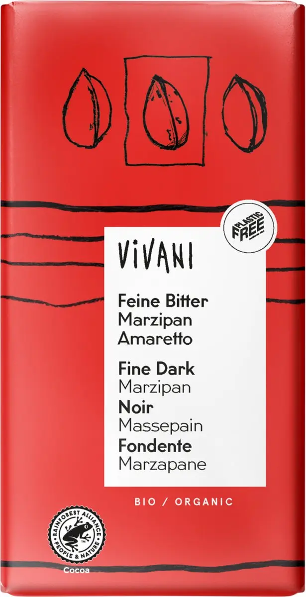 Vivani Chocoladereep Puur Marsepein 100g