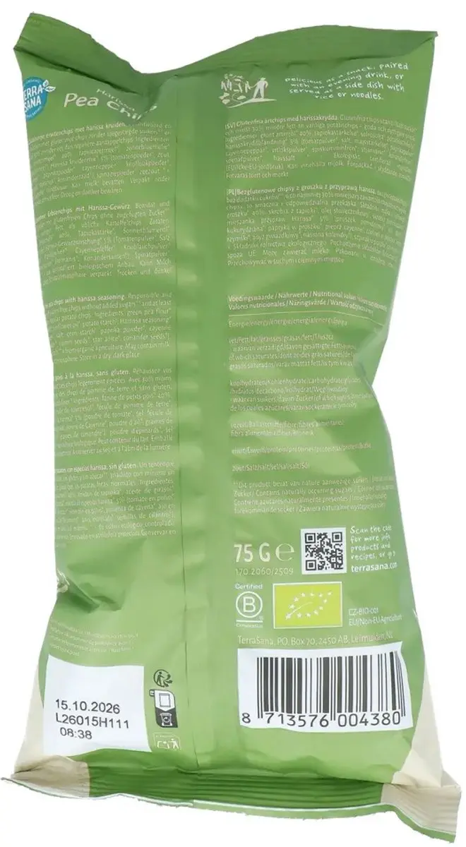 Terrasana Harissa Spice Pea Chips 75g