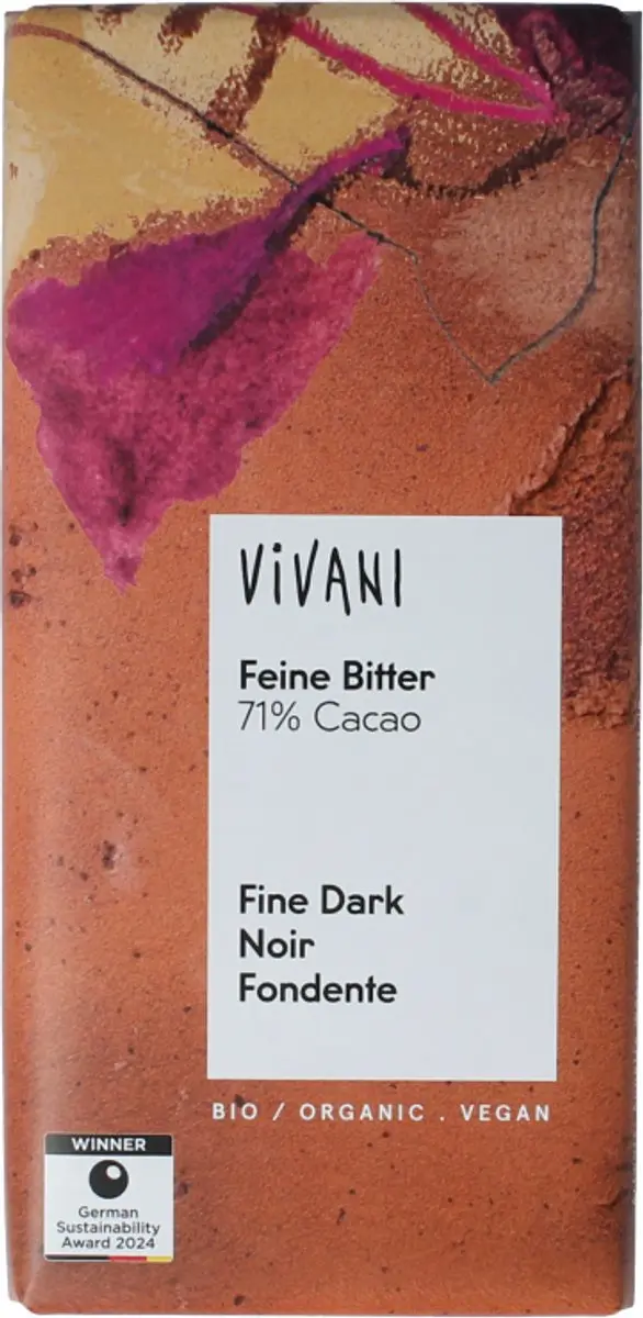Vivani Chocolate Dark 71% Bio 80g - afbeelding 2 van 2