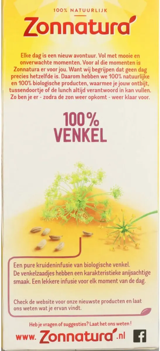 Zonnatura Thee Venkel Bio - 20 Stuks
