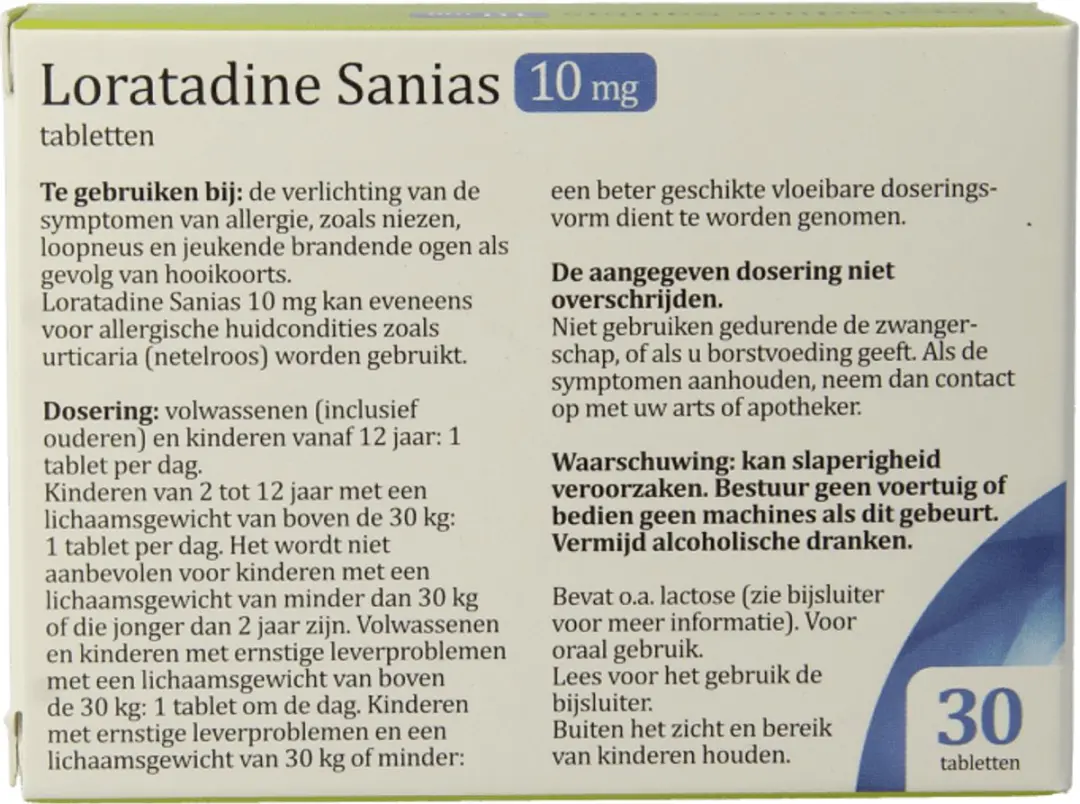 Sanias Loratadine 10mg 30 tabletten