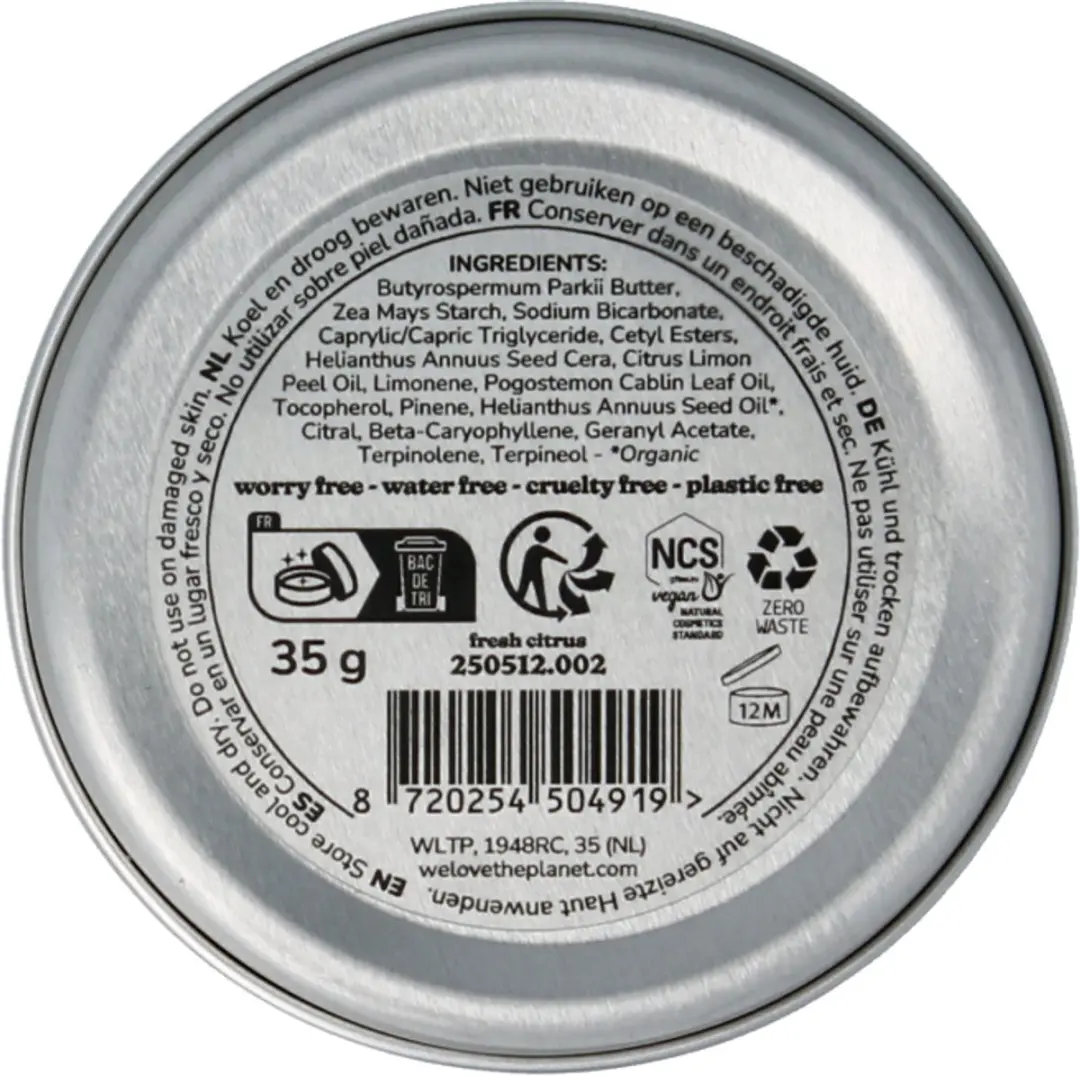 We Love Deodorant Balm Fresh Citrus 35g