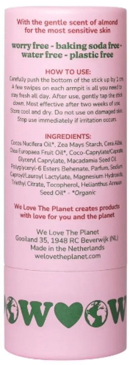 We Love Deodorant Stick Soft Almond Vegan 40g