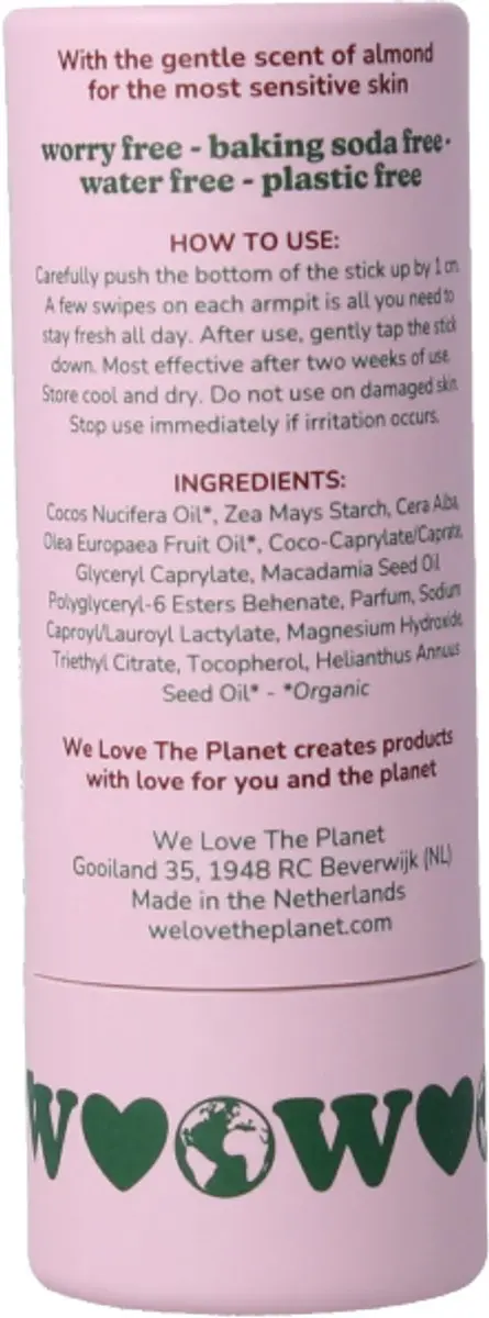 We Love Deodorant Stick Soft Almond Vegan 40g