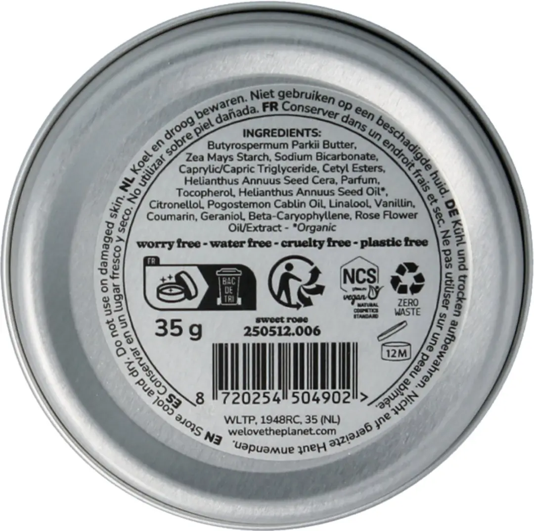 We Love The Planet Deodorant Balm Sweet Rose 35g