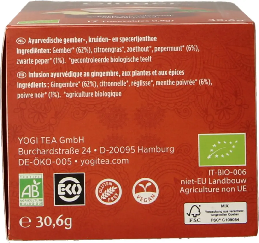 Yogi Tea Ginger Bio Kruidenthee 17 Zakjes
