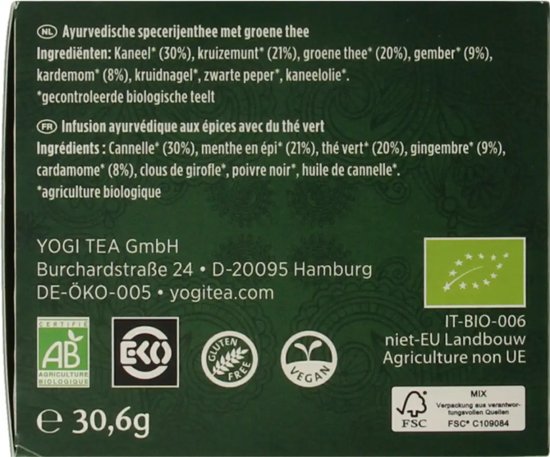 Yogi Tea Biologische Green Chai 17g