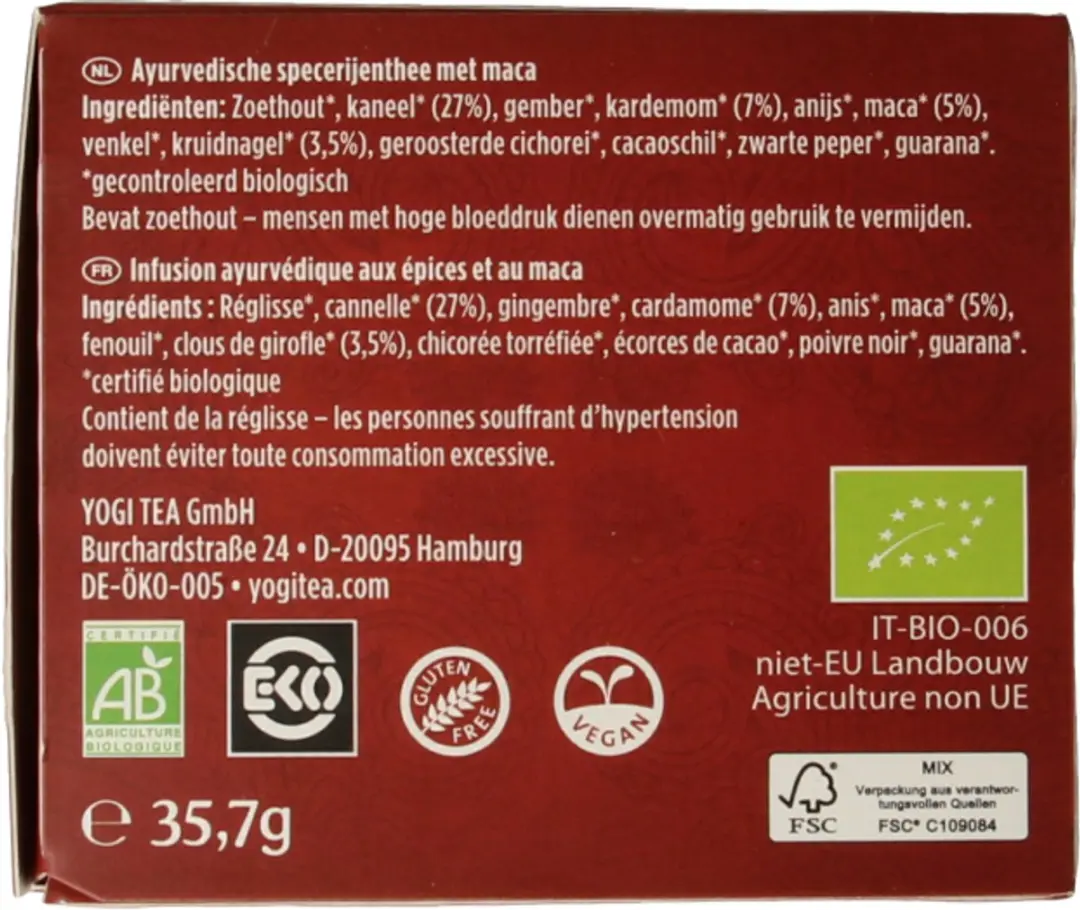 Yogi Tea Maca Chai Bio Kruidenthee - 17 Zakjes 12g