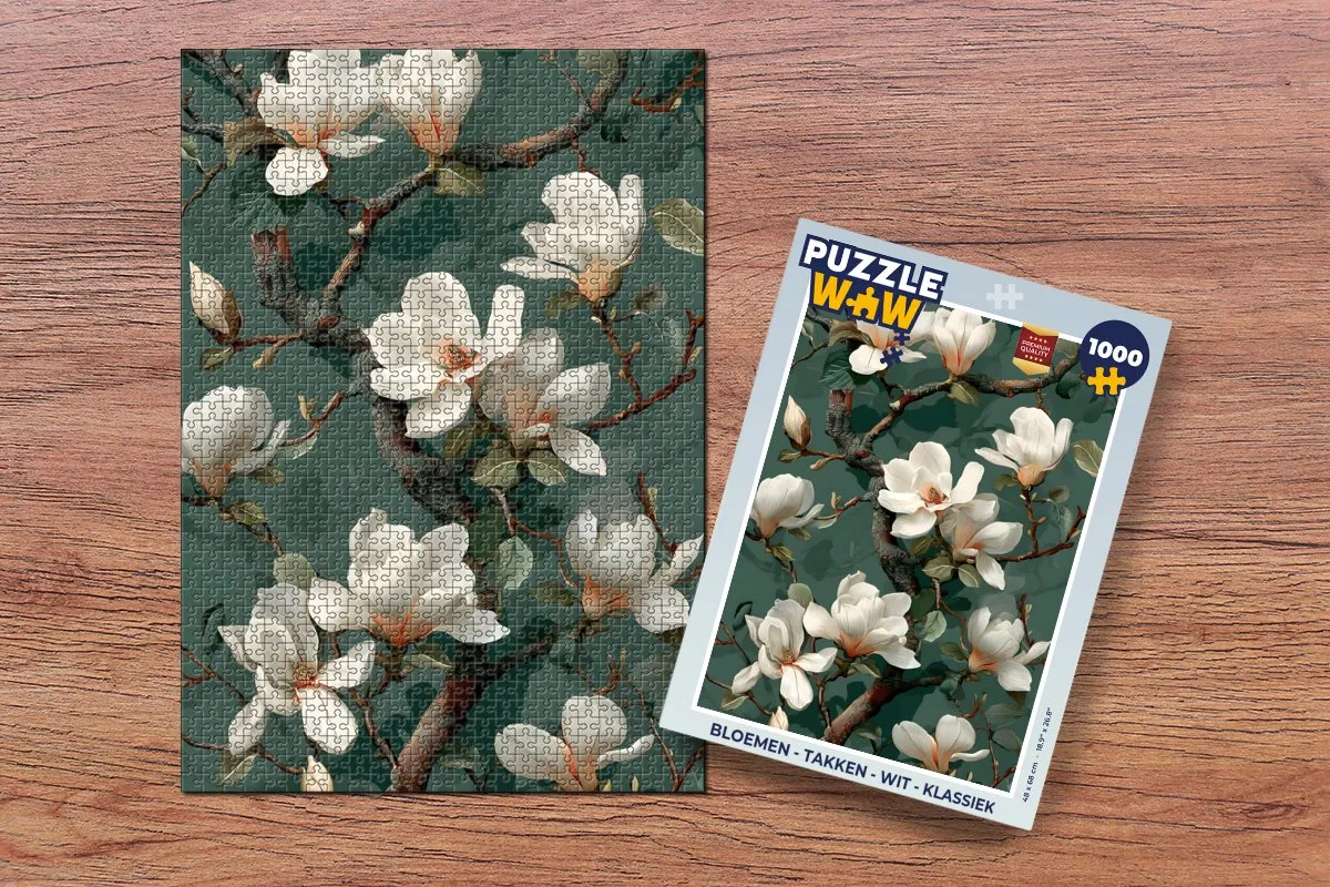 PuzzleWow Bloemen Takken Legpuzzel 1000 Stuks - Wit