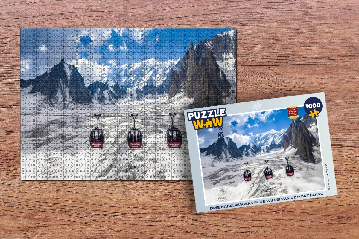 PuzzleWow Mont Blanc Kabelwagens Legpuzzel 1000 Stuks - Multicolor