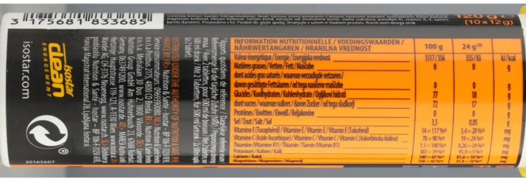 Isostar Powertabs Orange - 120g