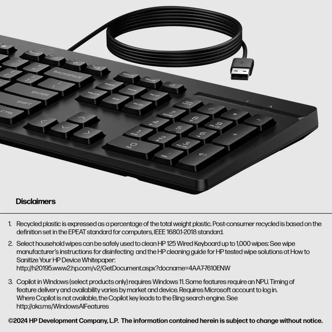 HP 125 G2 Toetsenbord - Zwart - afbeelding 3 van 6
