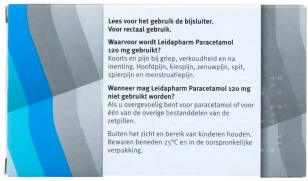Leidapharm Paracetamol 120mg Zetpillen - 10 Stuks - afbeelding 2 van 4