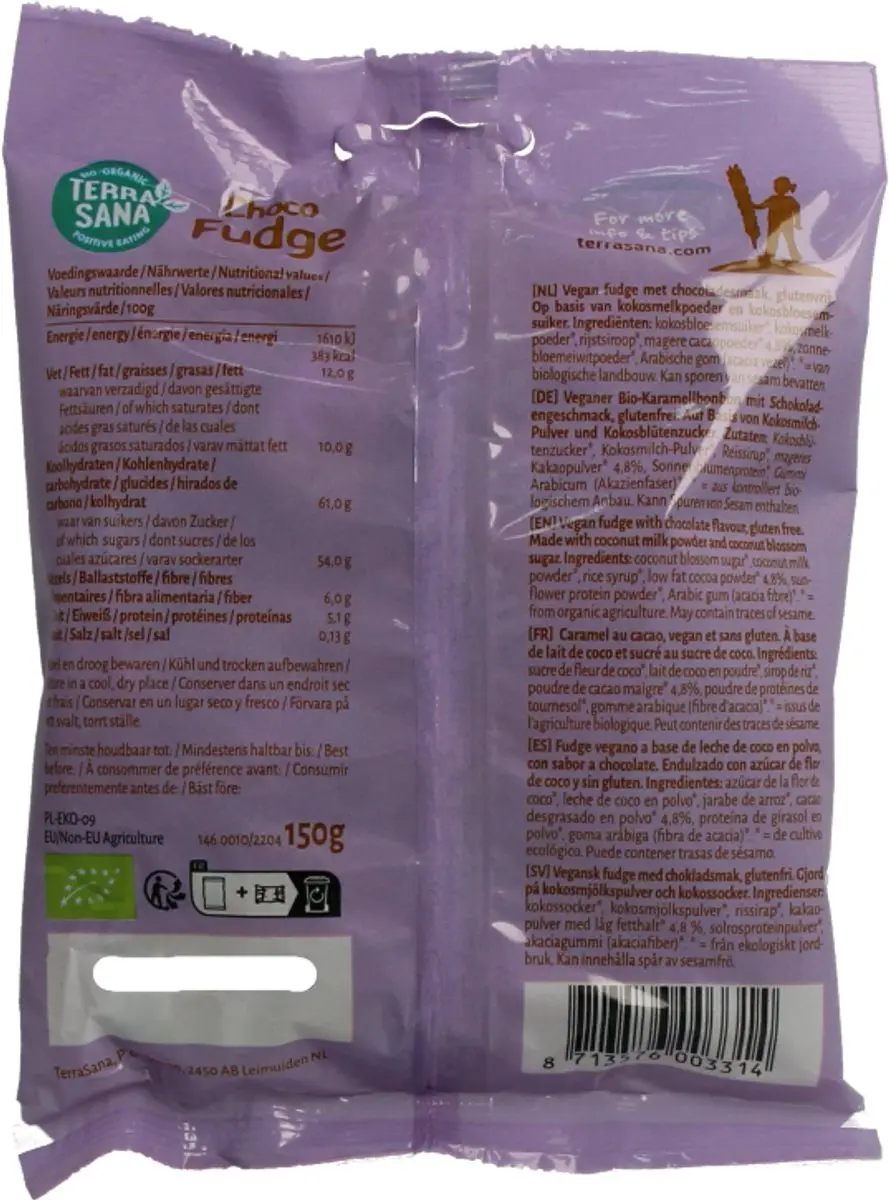 Terrasana Fudge Chocolade Bio 150g