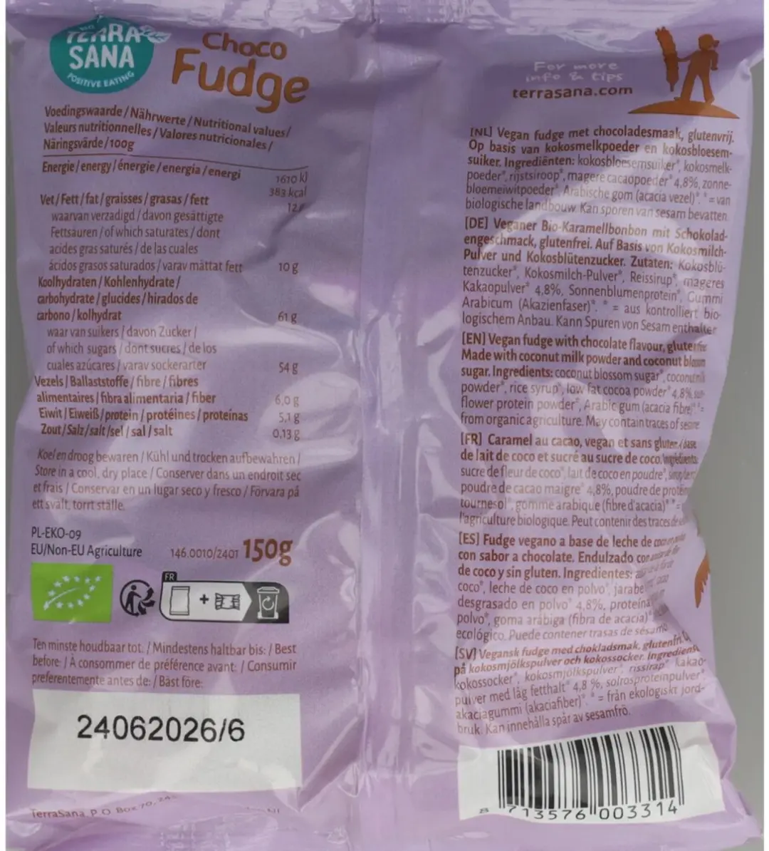 Terrasana Fudge Chocolade Bio 150g