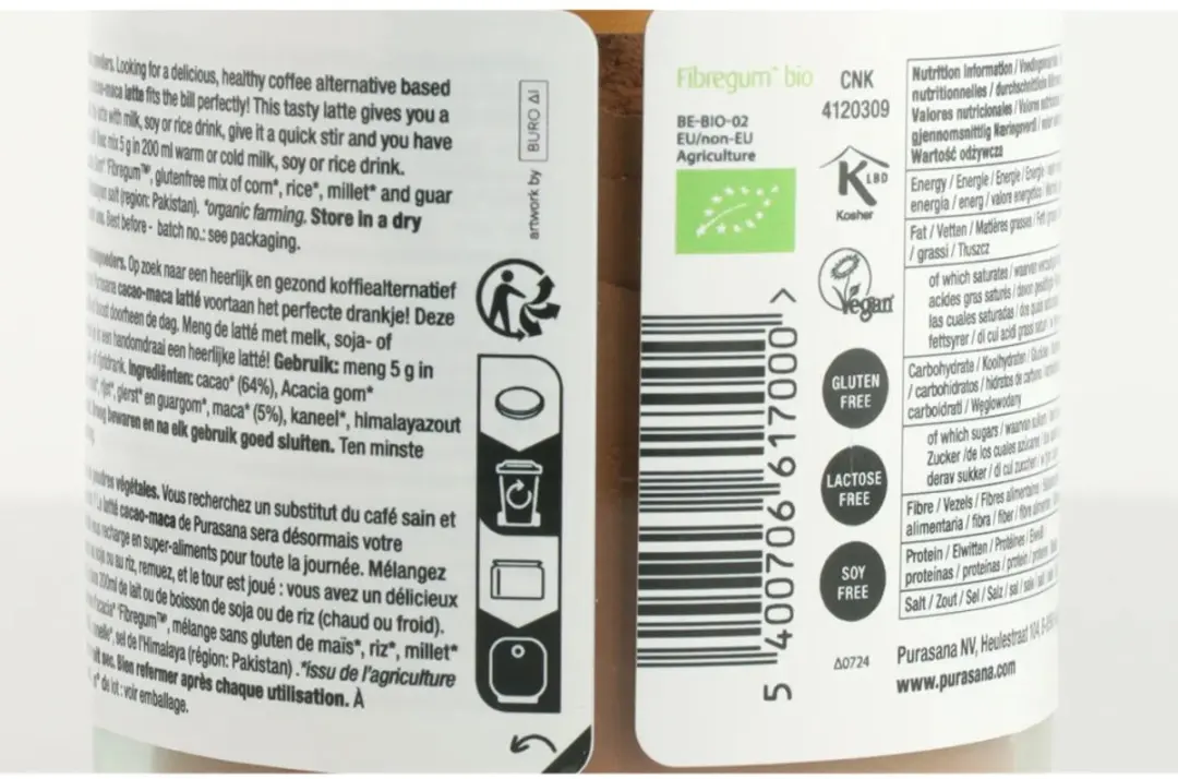 Purasana Latte Cacao Maca Vegan Bio 120g