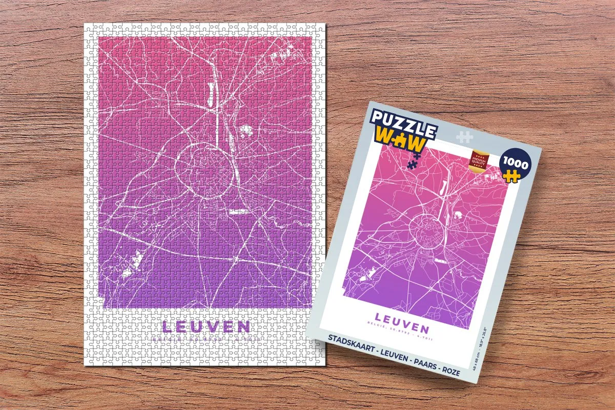PuzzleWow Stadskaart Leuven Legpuzzel 1000 Stuks - Multicolor