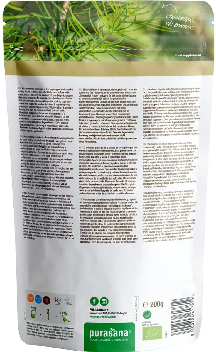 Purasana Shatavari Poeder Bio 200g