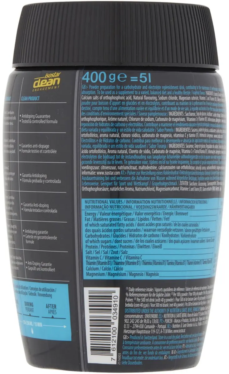 Isostar Hydrate & Perform Grapefruit Sportdrank - 10x400ml