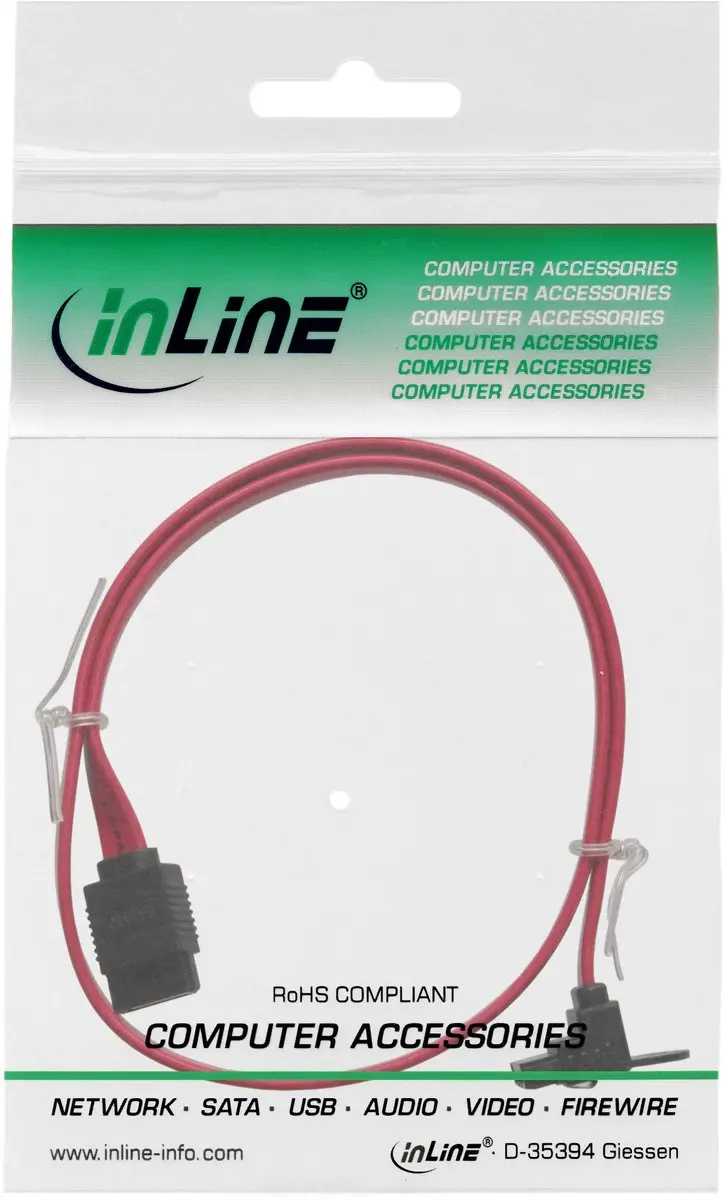 InLine® SATA 6Gb/s kabel, met kabelschoen, haaks, 0,75m